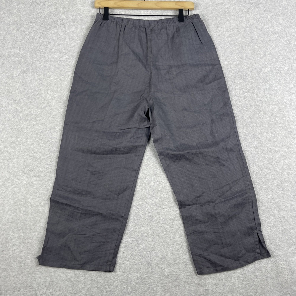 Russ Berens Linen Pull On Pants Womens S Gray Relaxed Lagenlook - Picture 2 of 10